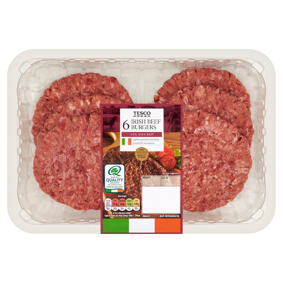Tesco Irish Beef Burgers 600G