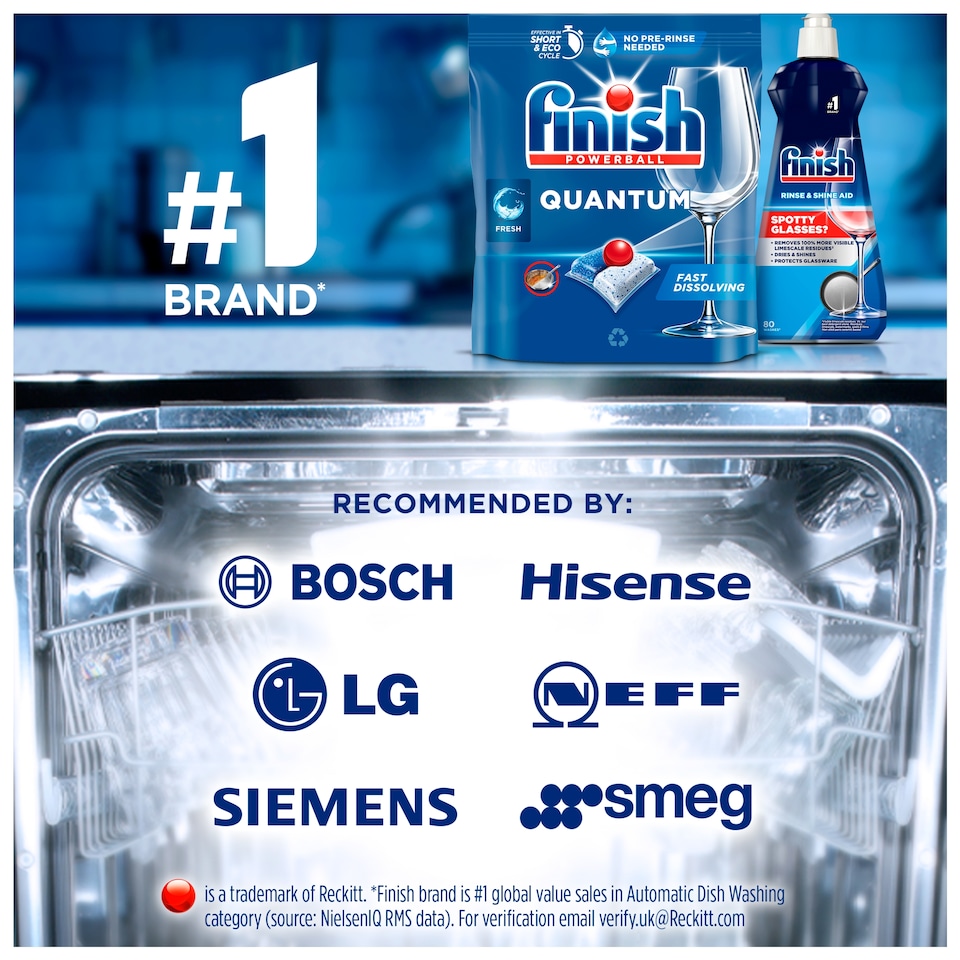 image 1 of Finish Quantum All In One 64 Dishwasher Tablets Regular 665.6g