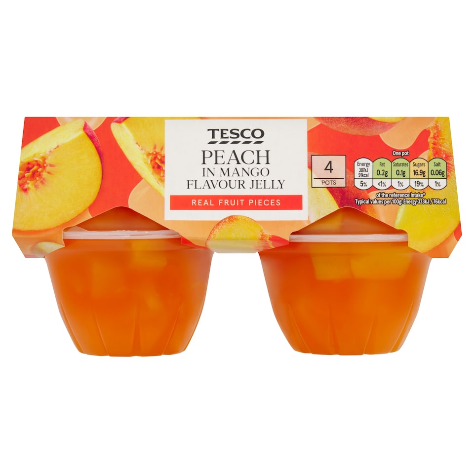 image 1 of Tesco Peach in Mango Flavour Jelly 4 x 120g