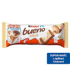 Kinder Bueno White Wafers Filled with Milk and Hazelnut Filling in White Chocolate 2 pcs 39g