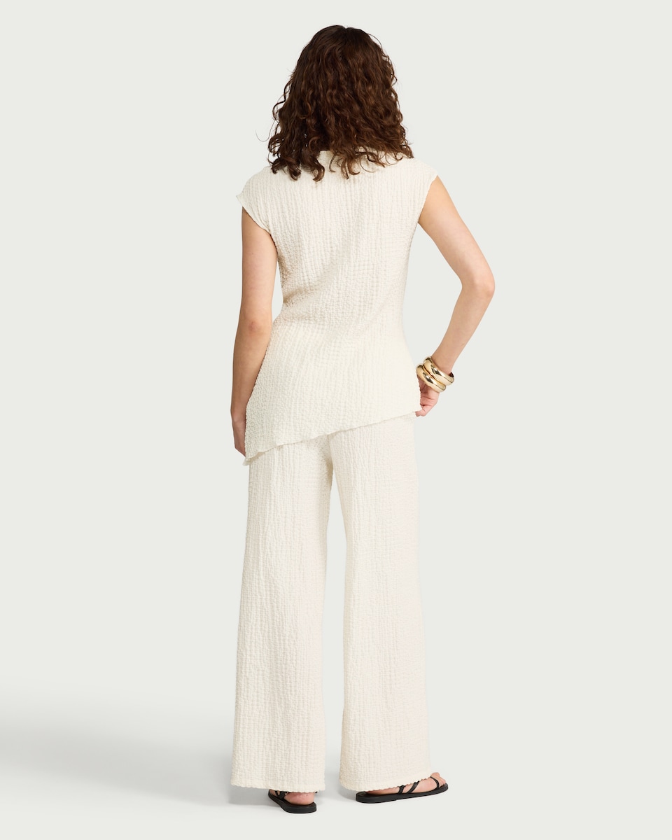 image 1 of F&F Textured Wide Leg Co-ord Trousers in Cream