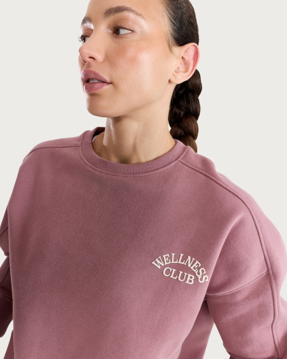 image 1 of F&F Active AFTERCLASS Cotton Rich Slogan Sweatshirt in Pink