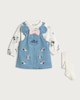 image 1 of Disney Minnie Mouse 3-Piece Cotton Rich Denim Pinafore, Sweatshirt and Tights in Blue