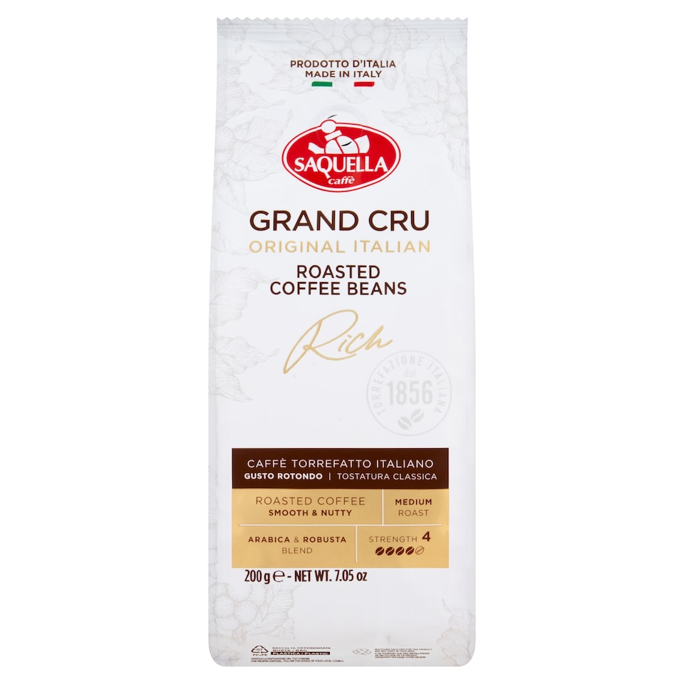 Saquella Grand CRU Original Italian Coffee Beans Rich 200g