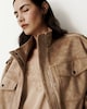 image 2 of F&F Faux Suede Funnel Neck Jacket in Med Nude