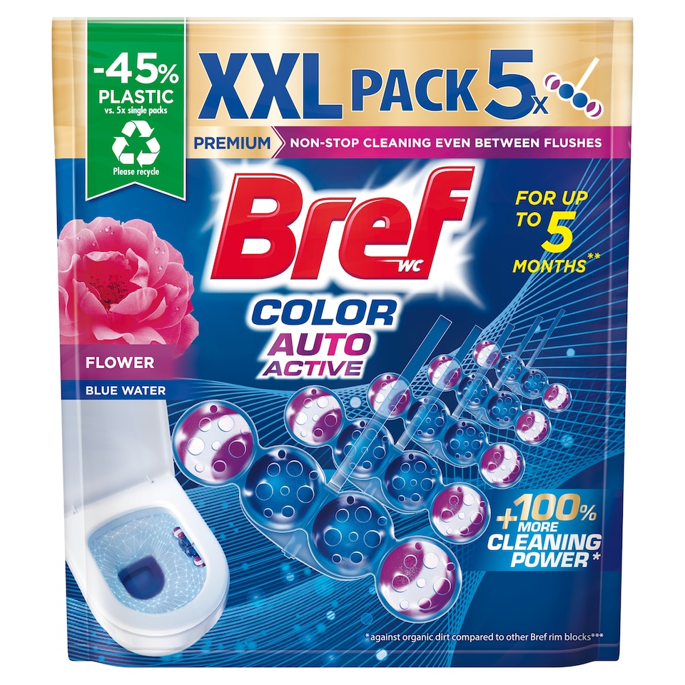 Bref Color Auto Active Flower XXL Toilet Block 5 x 50 g (250 g)