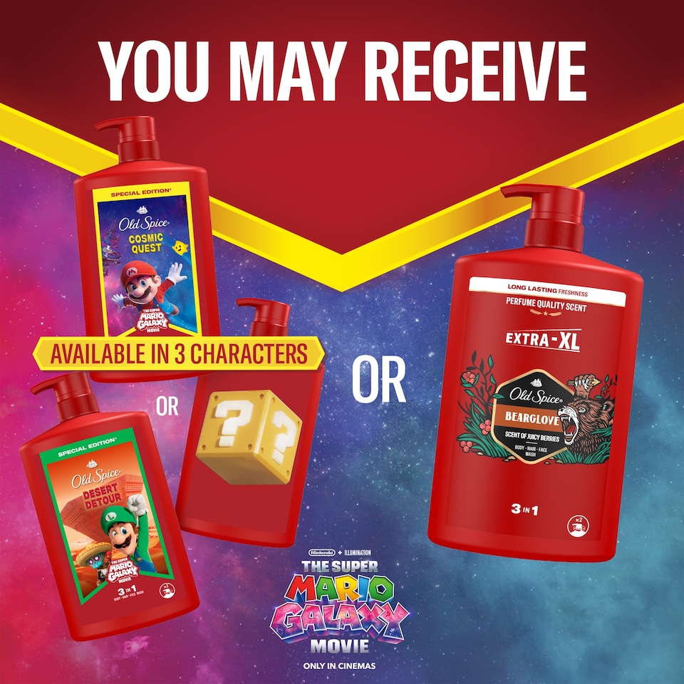 obrázok 1 z Old Spice Super Mario Special Edition 3 V 1 Sprchový Gél A Šampón 1000 ml