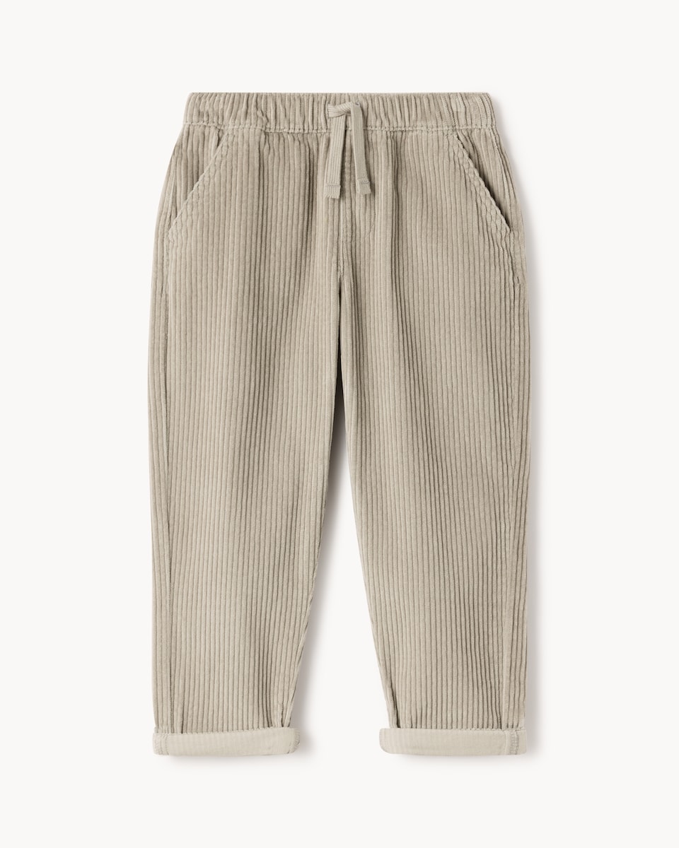 image 1 of F&F Boys Pure Cotton Corduroy Trousers in Stone