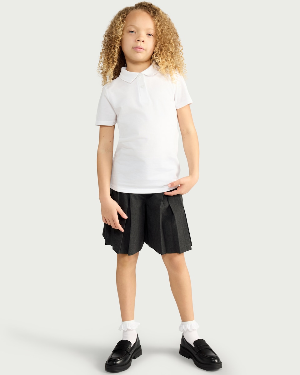 image 1 of F&F School Girls 3-Pack Pure Cotton Regular Fit Polo Shirts in White