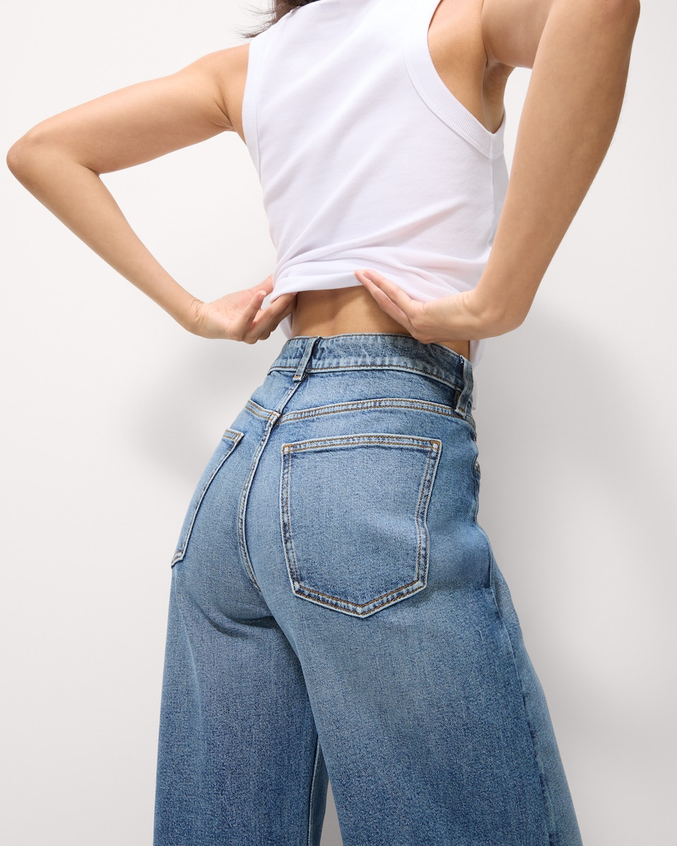 image 1 of F&F High Rise Wide Leg Jeans in Navy