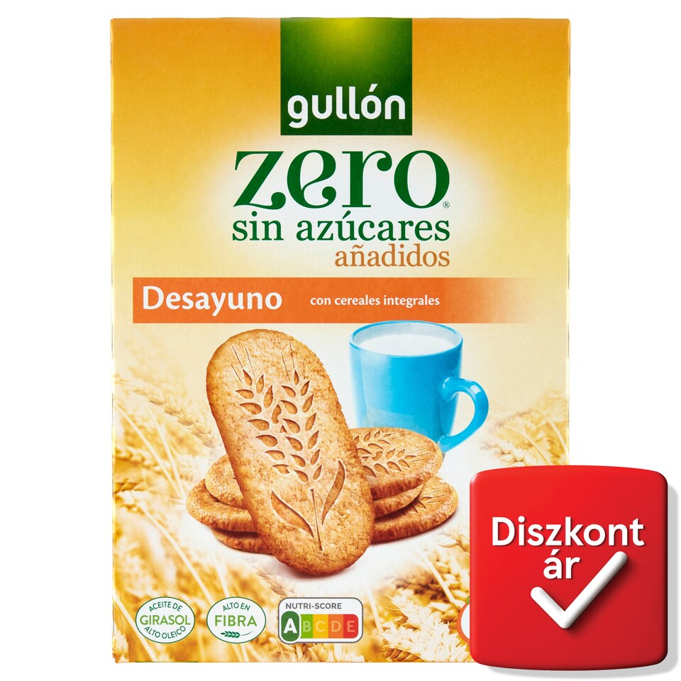 Gullón Zero teljes kiőrlésű gabonával készült reggeliző keksz édesítőszerrel 6 x 36 g (216 g)  1. kép