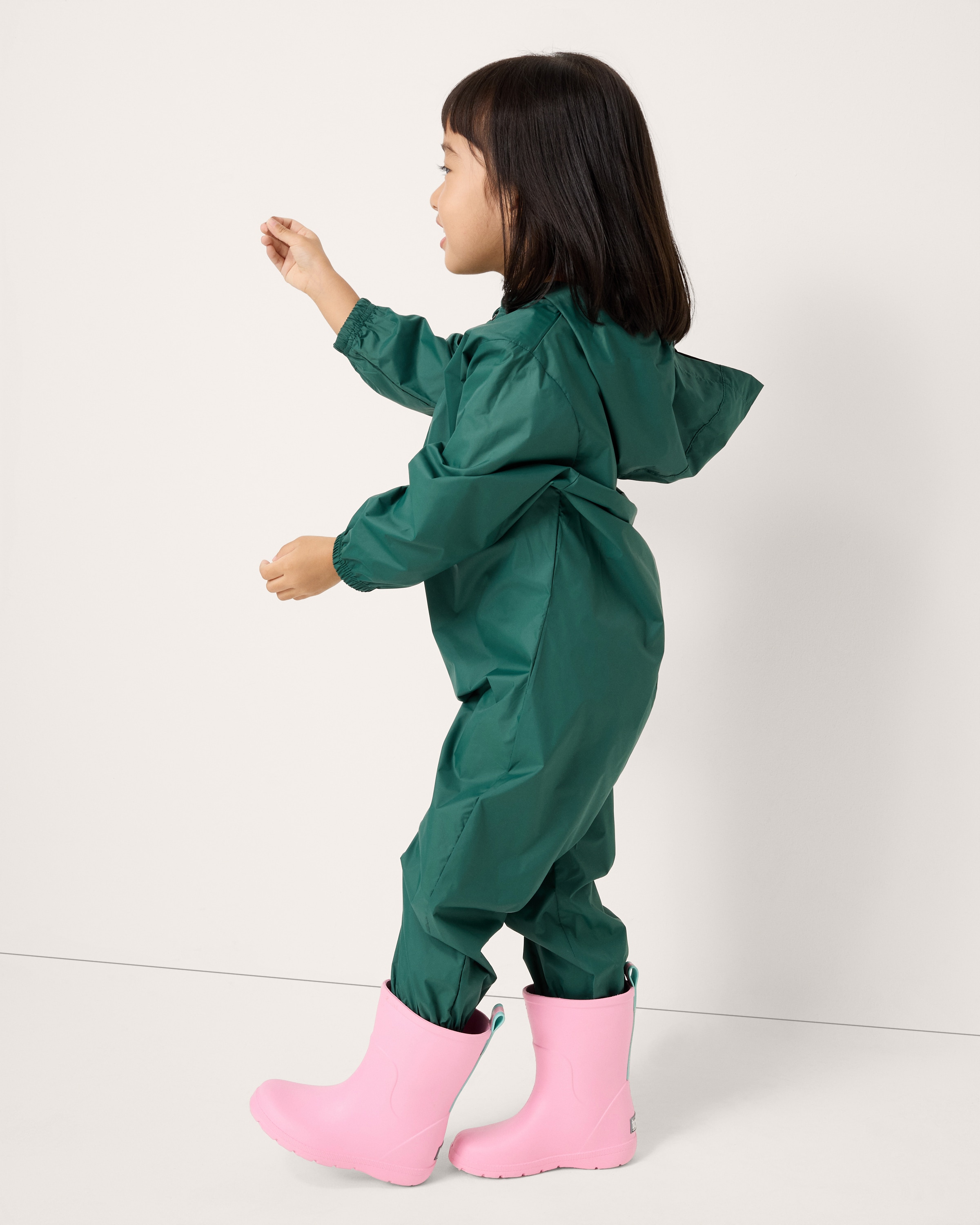 F&F School Unisex Zip Up Puddlesuit in Green