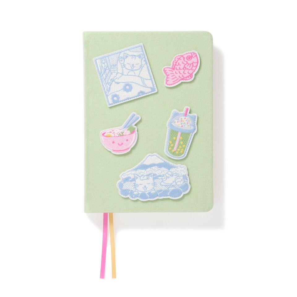 image 1 of Paperchase Cats A5 Fabric Badge Notebook