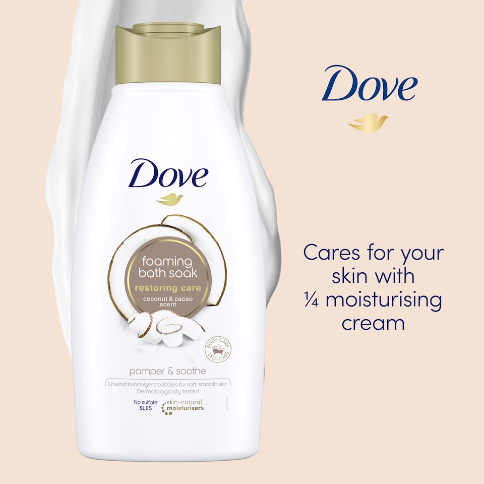image 1 of Dove Restoring Care Coconut Cacao Bath Soak 450Ml