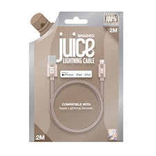 JUICE BRAIDED LIGHTNING TO USB A CABLE 2M SOFT GOLD 