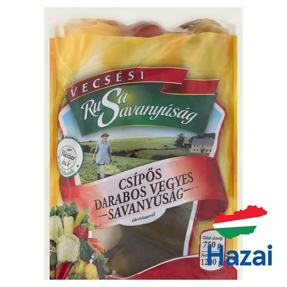 Rusa Savanyúság Chopped Hot Pickles Mix with Sweetener 1200 g