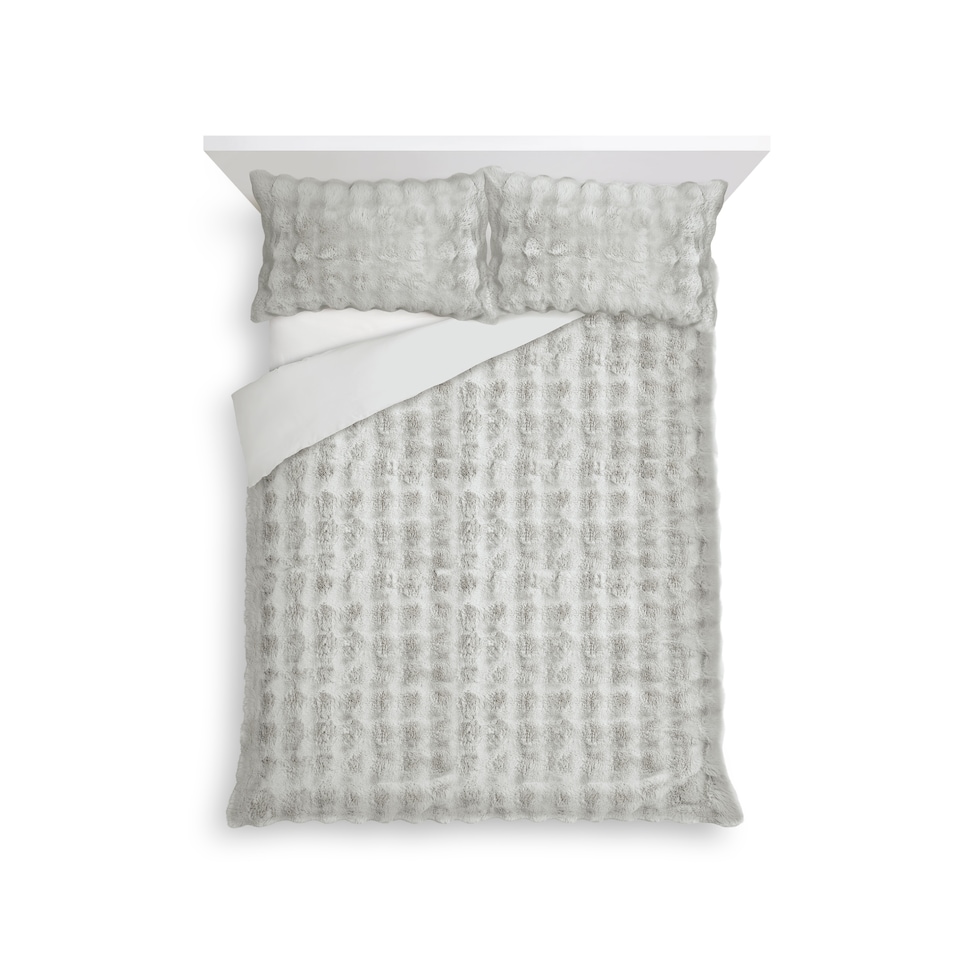 F&F Home Grey Bubble Faux Fur Duvet Cover Set Double