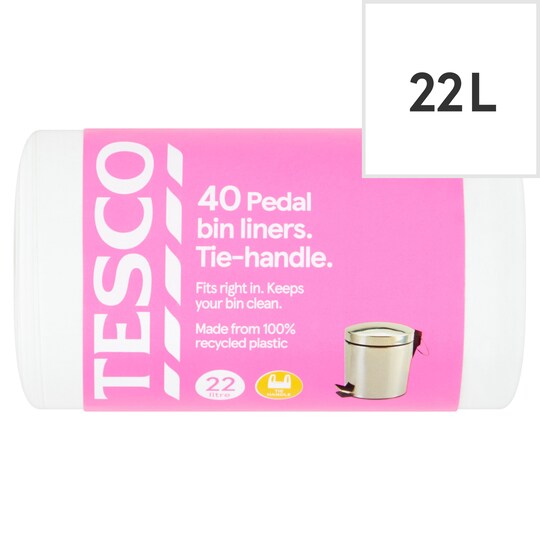 Tesco TieHandle Pedal Bin Liners 22L 40 Pack Tesco Groceries