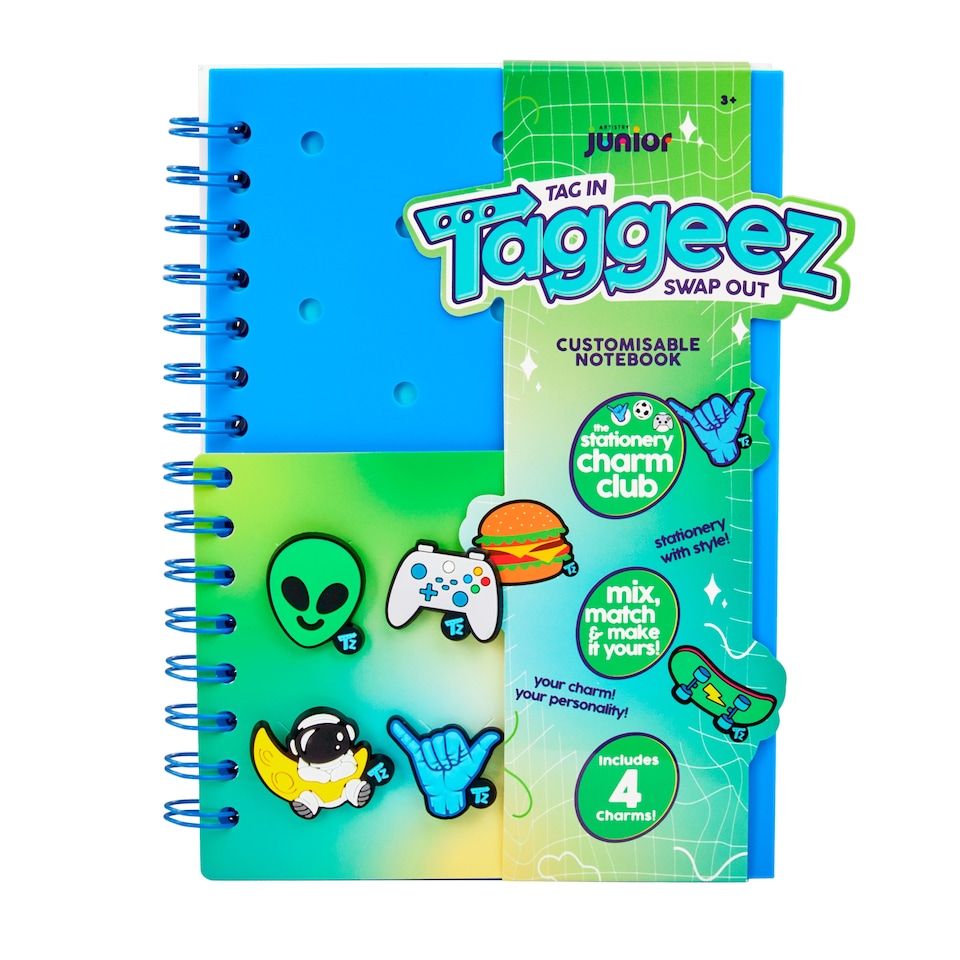 image 1 of Taggeez Customisable Notebook & Charms Blue