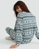 image 2 of F&F Fair Isle Print Top and Bottoms Pyjamas in Multi Green