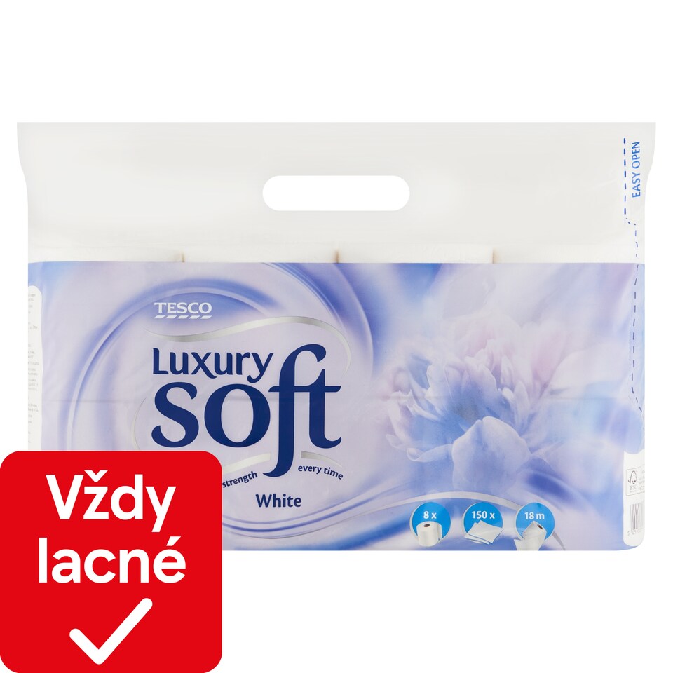 Tesco Luxury Soft Toilet Paper 3 Ply 8 Rolls