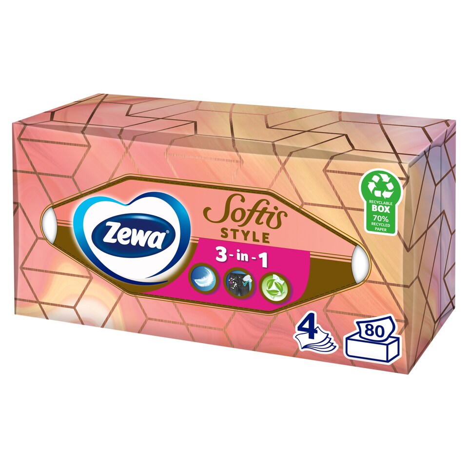 Obrázek 1 pro produkt Zewa Softis Style papírové kapesníčky 4 vrstvé 80 ks
