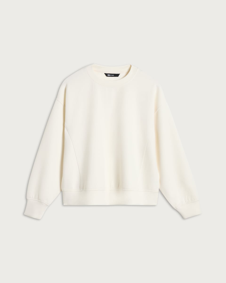 image 1 of F&F Active AFTERCLASS Ribbed Crew Neck Co-ord Sweatshirt in Cream