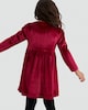 image 3 of F&F Girls Velour Long Sleeved Bow Dress in Red