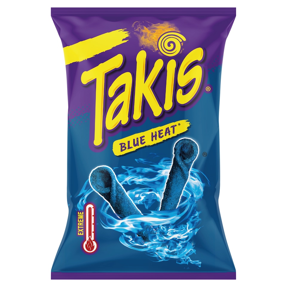 Takis Blue Heat Seasoned Chilli & Lime Flavoured Fried Maize Snacks 100g