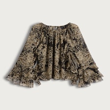 F&F Paisley Print Ruffle Blouse in Multi Black White