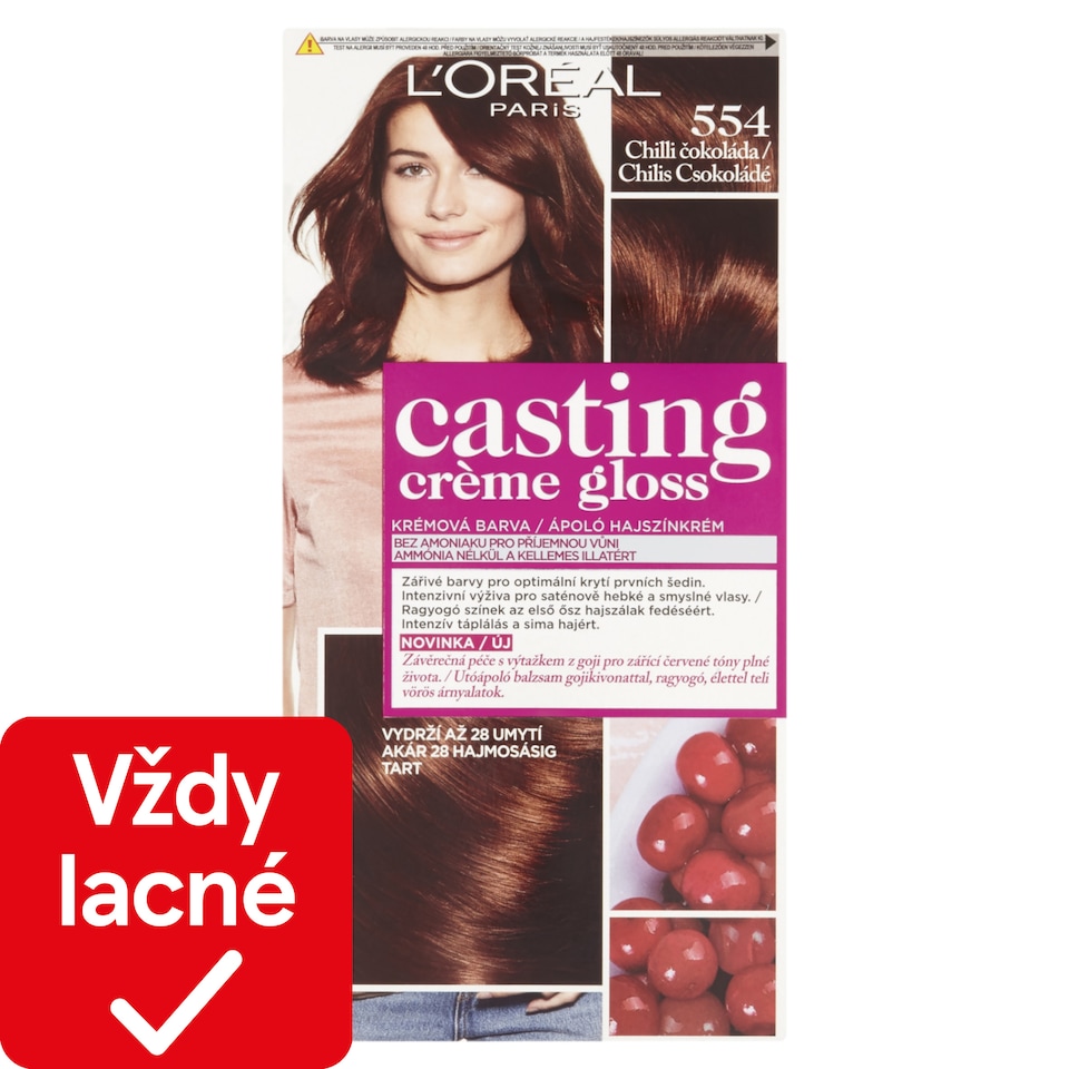 L'Oréal Paris Casting Creme Gloss, semipermanentná farba 554 CHILLI ČOKOLÁDA, 48 +72 +60 ml