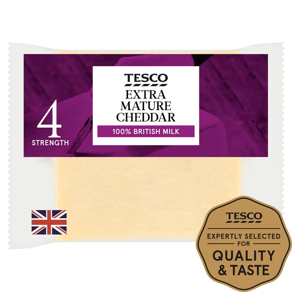 Tesco British Extra Cheddar Cheese 220G Tesco Groceries