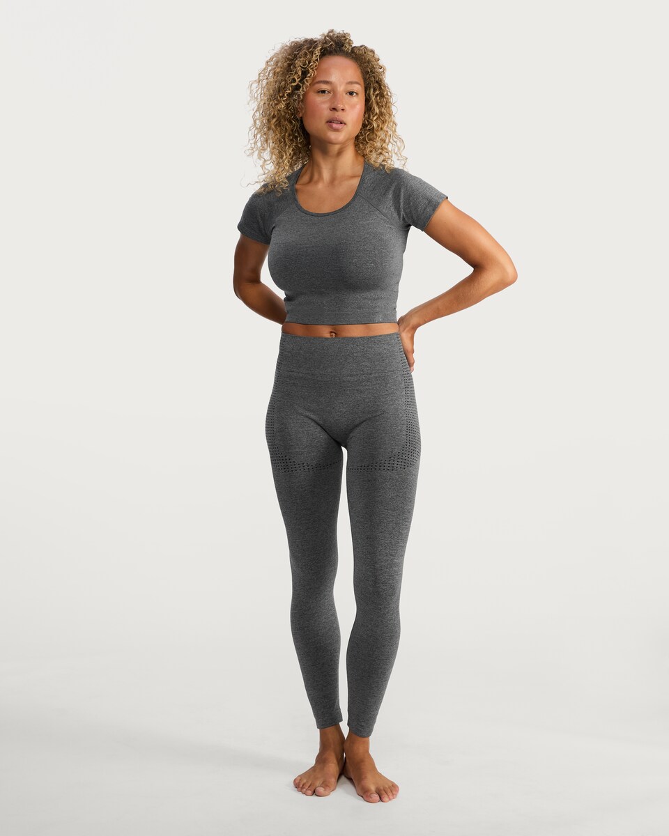 image 1 of F&F Active Seamfree High Waisted Sports Leggings in Grey Marl