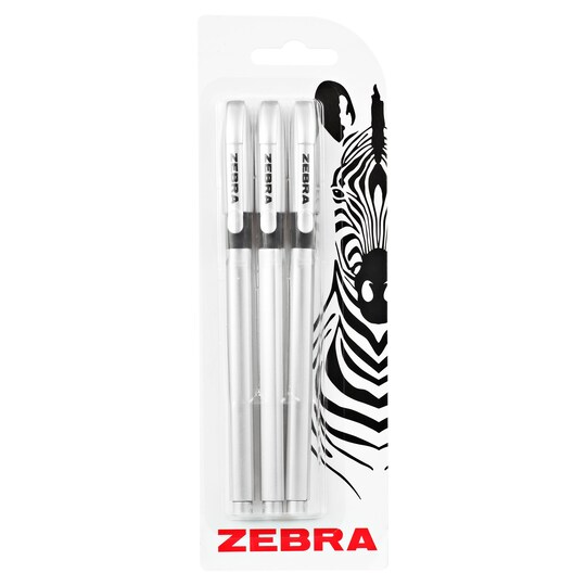 Zebra Stick Silver Black Ink 3 Pack Tesco Groceries