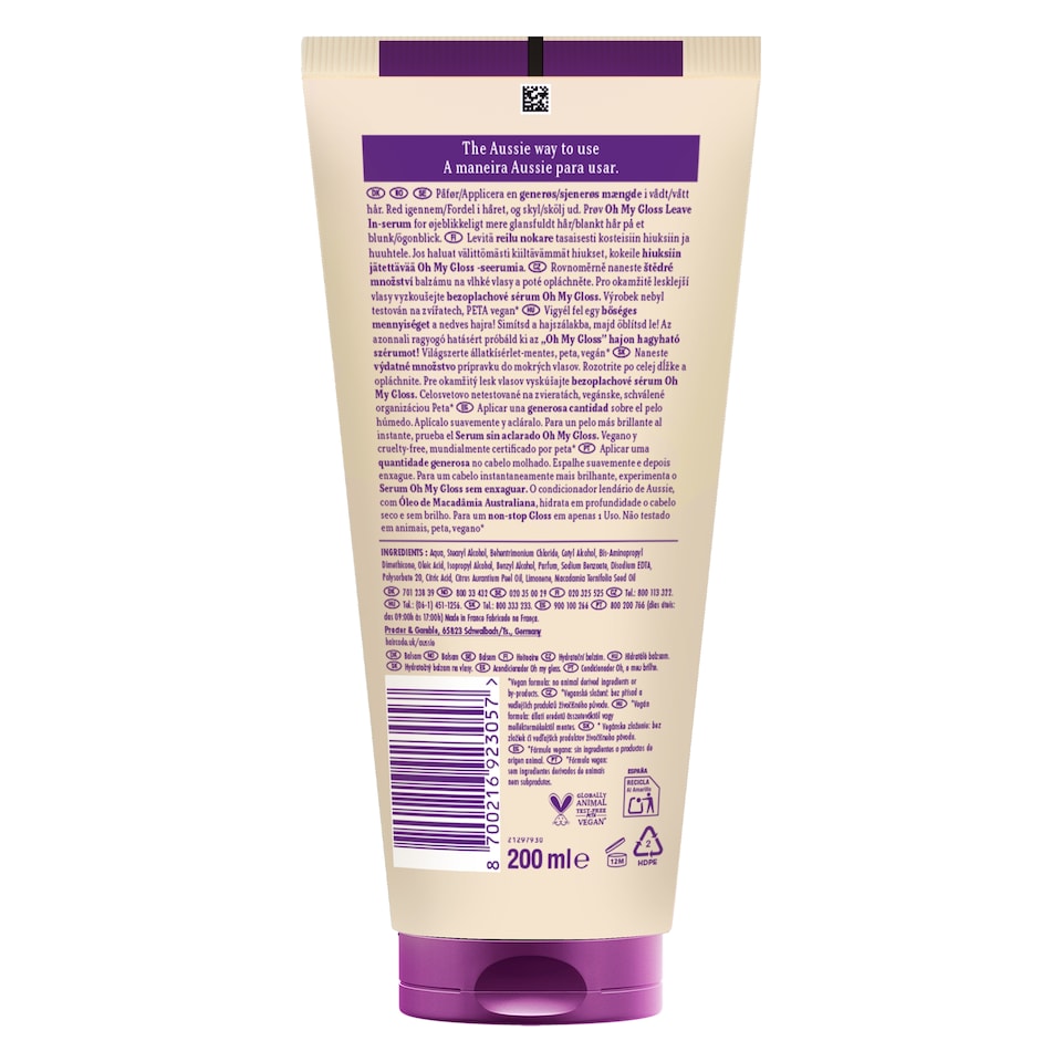 obrázok 1 z Aussie Oh My Gloss Hydratačný Kondicionér 200 ml. Zjemňuje a Uhladzuje Suché Vlasy