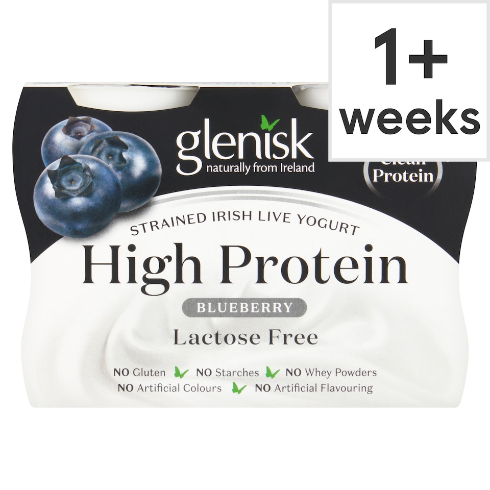 Glenisk Blueberry 0% Fat Greek Protein Yoghurt 4 Pack
