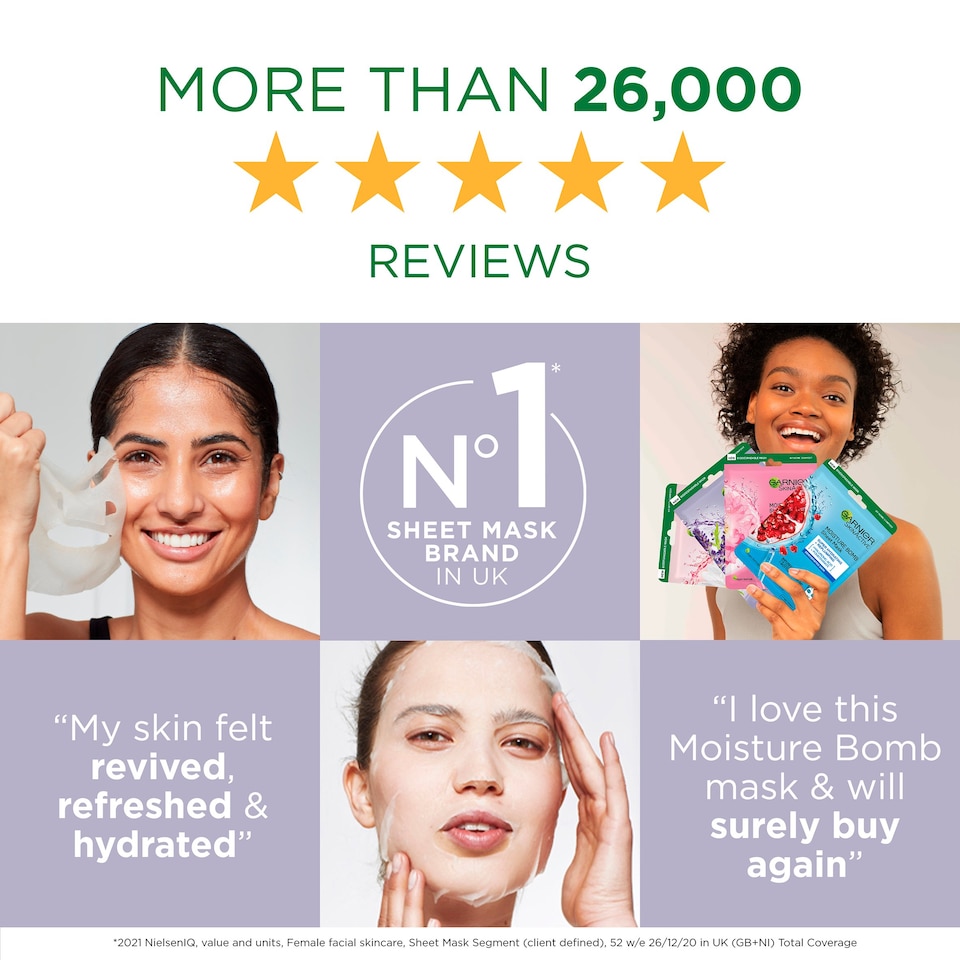 image 1 of Garnier Moisture Bomb Hydrating Face Mask Lavender