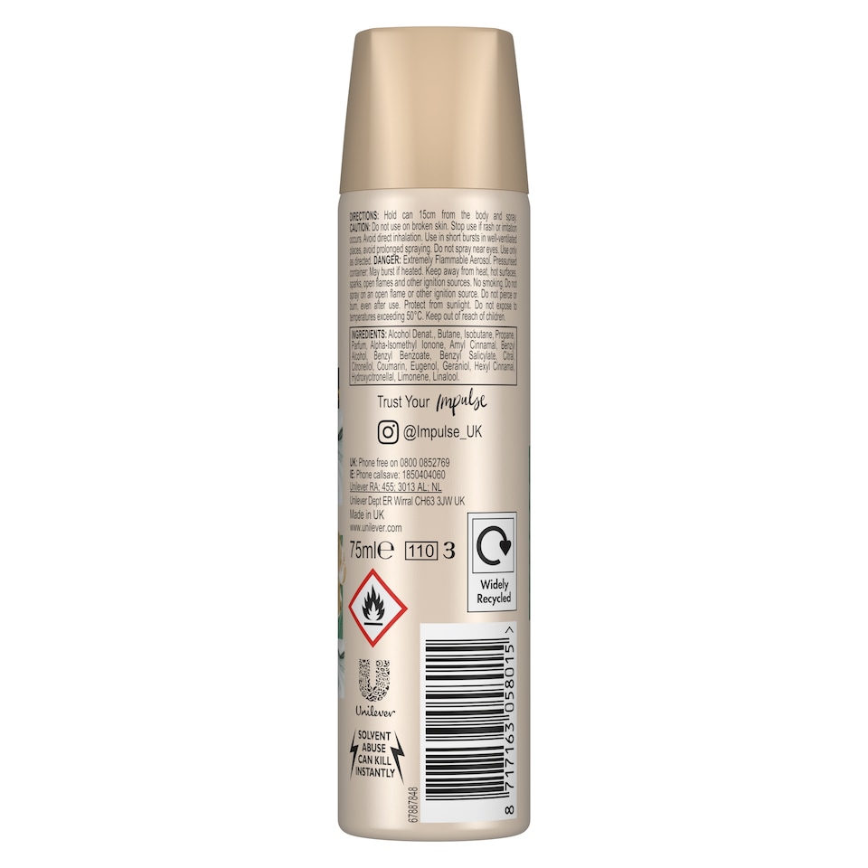 image 1 of Impulse Hint Of Musk Body Spray Deodorant 75Ml