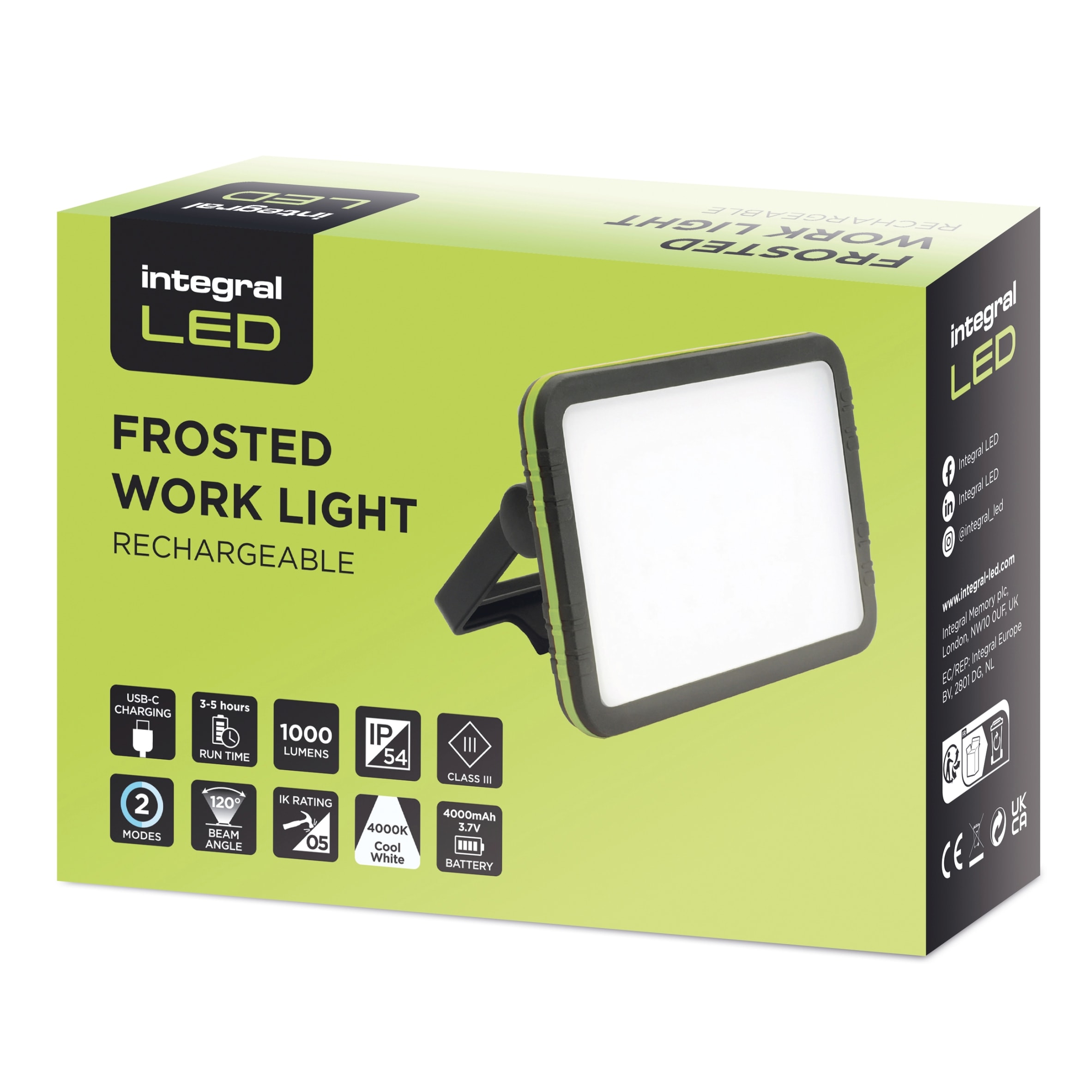 INTEGRAL FROSTED WORK LIGHT RECHARGEABLE