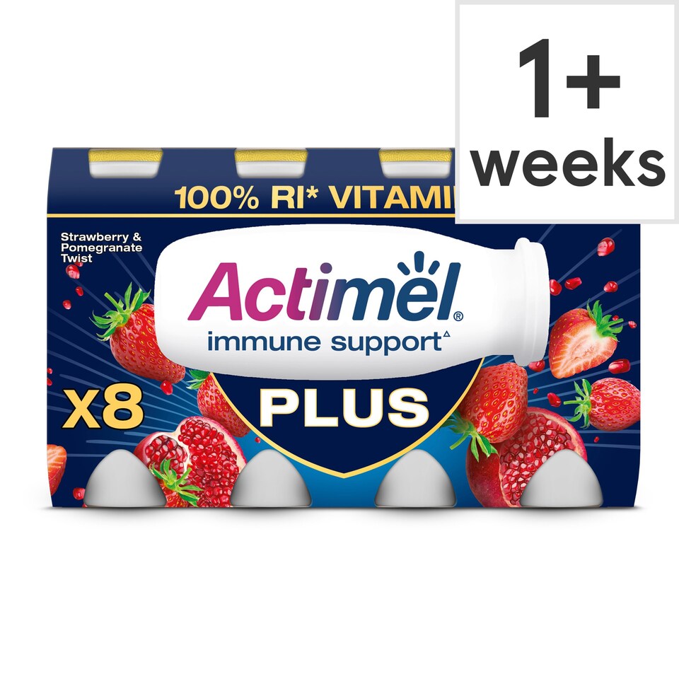 Actimel Plus 100 Vitamin D Strawberry & Pomegranate Yoghurt Drink
