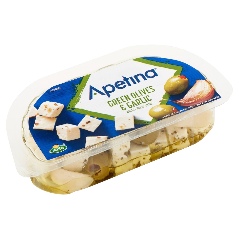 Apetina Green Olives & Garlic Snack Pack in Oil 100 g