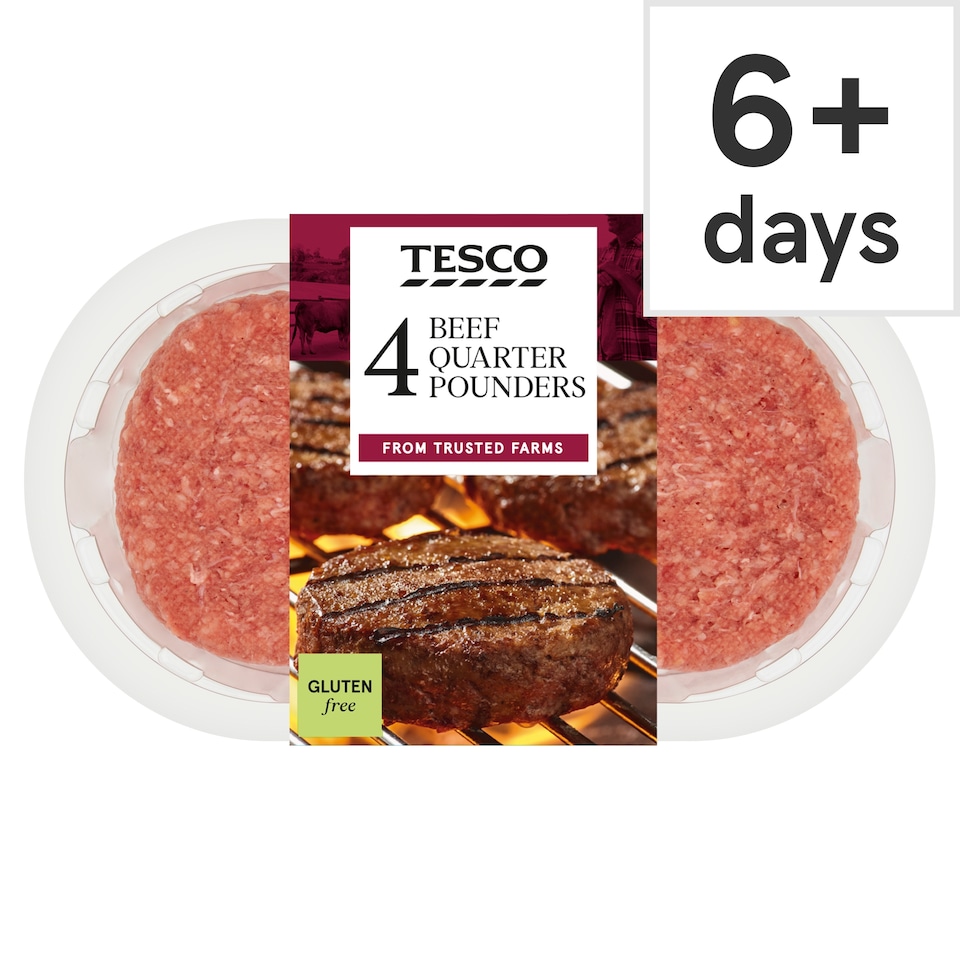 TESCO 4 Quarter Pounder Beef Burger 454g