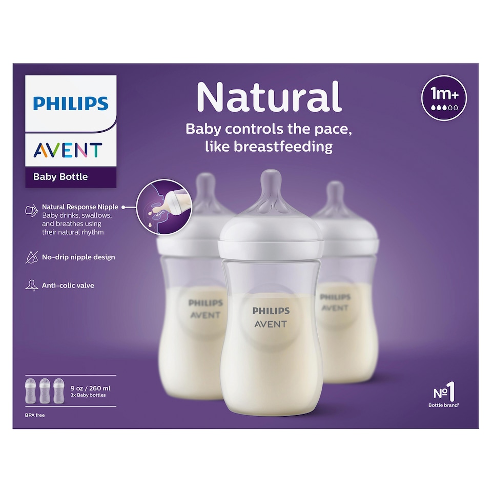 image 1 of Philips Avent Natural Response Bottle 1m+ 3 x 260ml