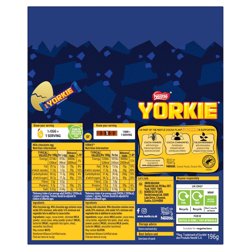 image 1 of Yorkie Milk Chocolate Easter Egg 196G