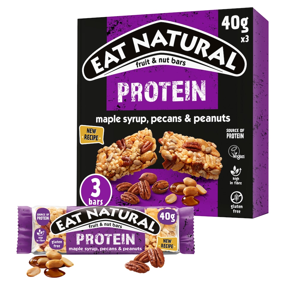 image 1 of Eat Natural Protein Bars - Maple Syrup, Pecans & Peanuts 3 Pack 40g