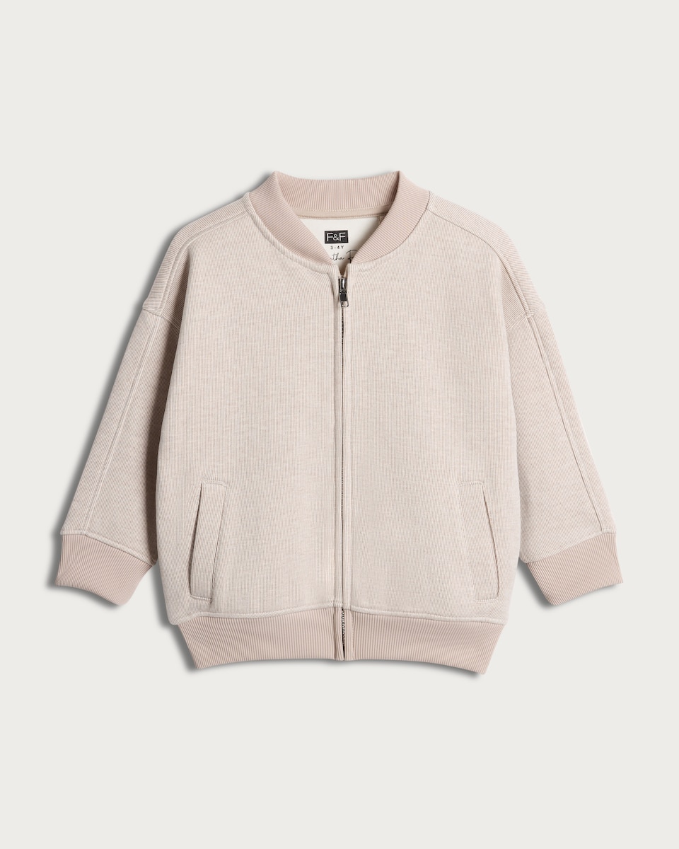 image 1 of F&F x Samantha Faiers Cotton Blend Zip Through Bomber Jacket in Cream