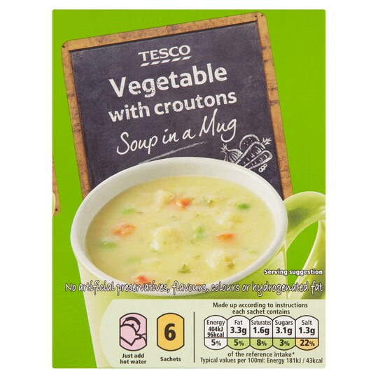 Tesco Vegetable Soup In A Mug 6 Pack 138G Tesco Groceries