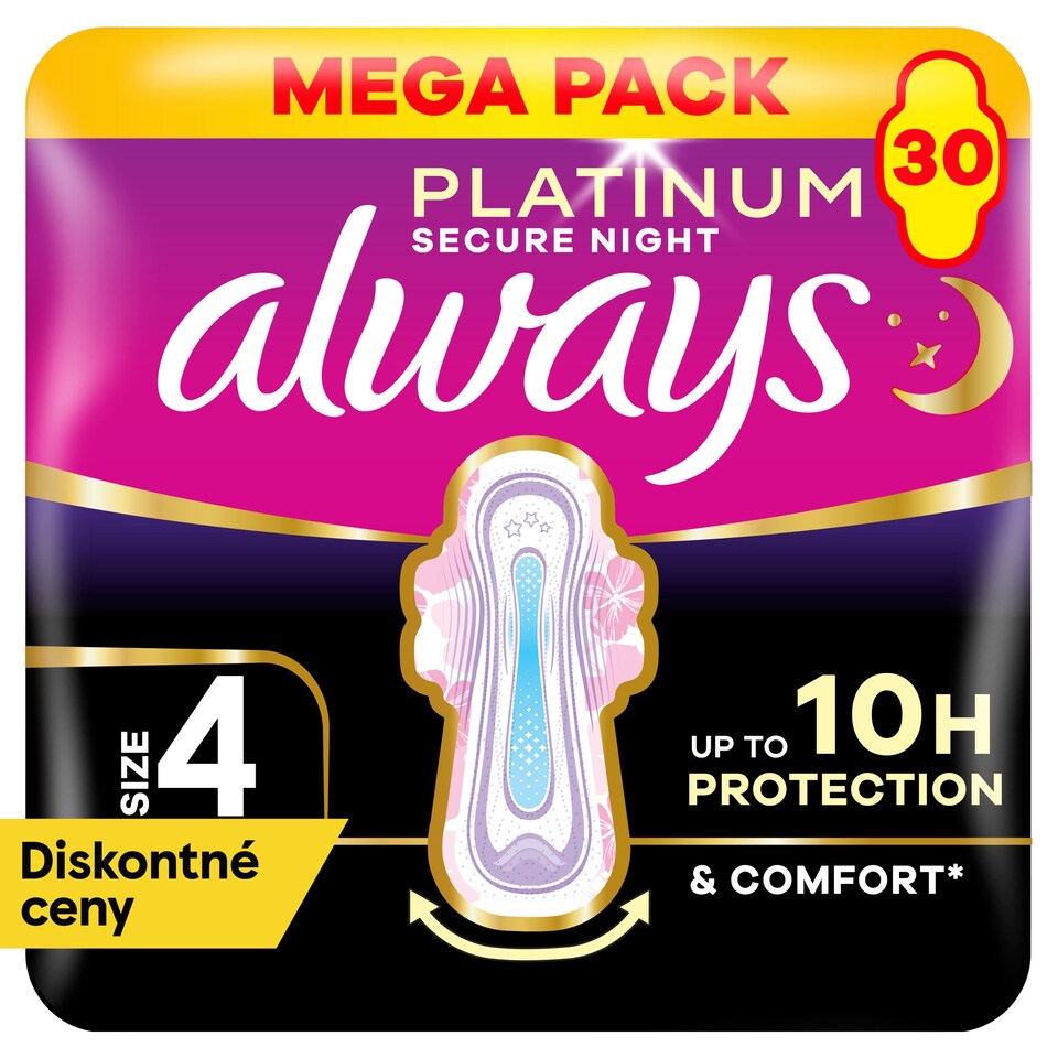 obrázok 1 z Always Platinum Hygienické Vložky Secure Night (Veľkosť 4) 30 Vložiek