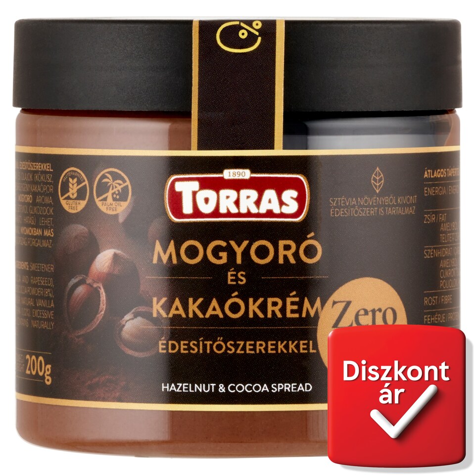 Torras mogyoró és kakaókrém édesítőszerekkel 200 g  1. kép