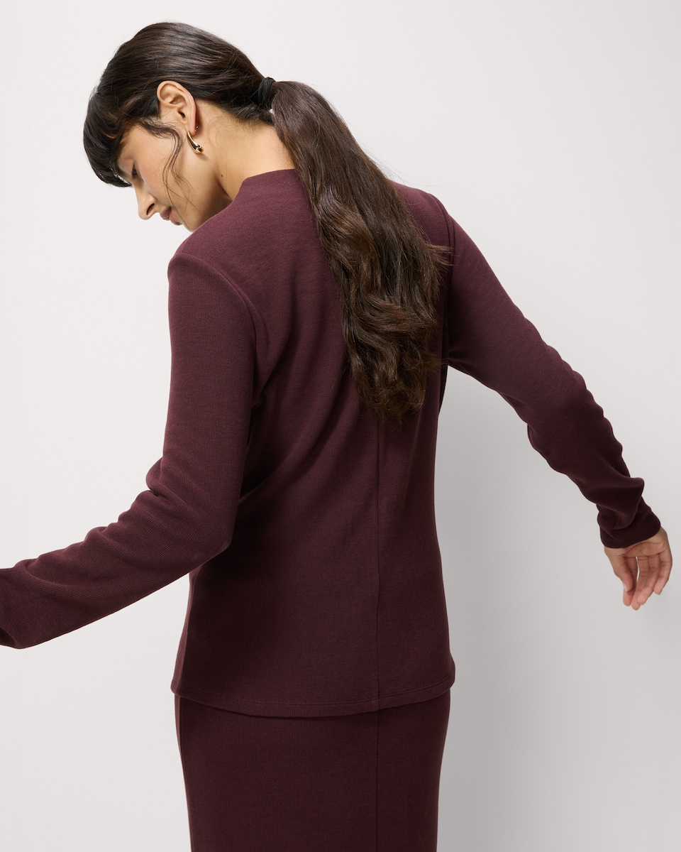 image 1 of F&F Brushed Button Up Co-ord Top in Burgundy